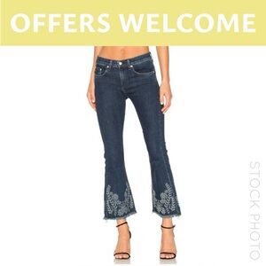 Rag & Bone Marlowe Embroidered Cropped Flared Jeans